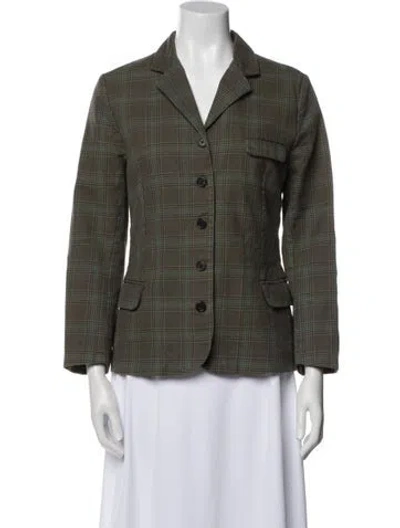 Pre-owned Joseph Plaid Print Blazer In Green
