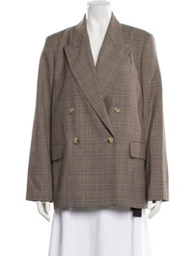 Pre-owned Joseph Plaid Print Blazer W/ Tags In Brown