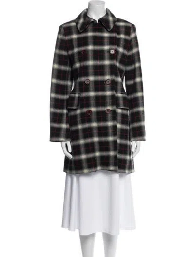 Pre-owned Joseph Plaid Print Coat In Black