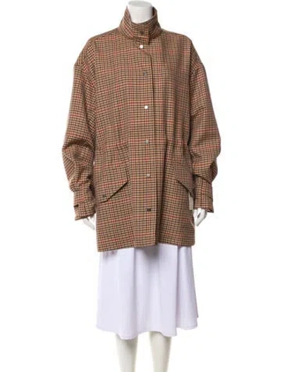 Pre-owned Joseph Plaid Print Coat In Brown