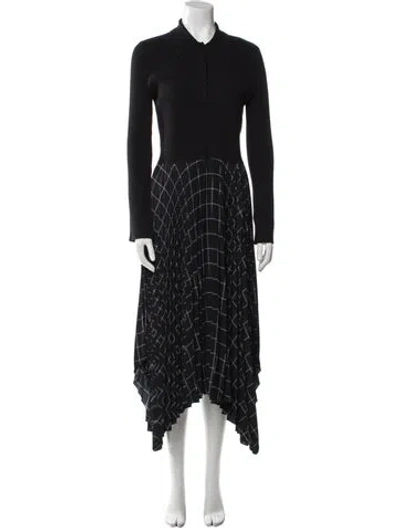 Pre-owned Joseph Plaid Print Long Dress In Black