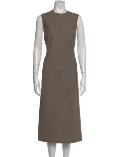 Pre-owned Joseph Plaid Print Long Dress In Gray