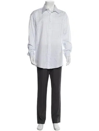Pre-owned Joseph Plaid Print Long Sleeve Dress Shirt In White