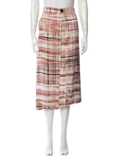 Pre-owned Joseph Plaid Print Midi Length Skirt In Pink