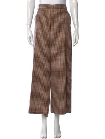 Pre-owned Joseph Plaid Print Wide Leg Pants In Brown