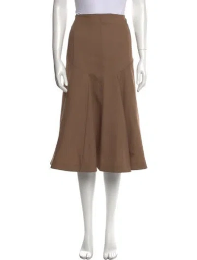 Pre-owned Joseph Pleated Accents Knee-length Skirt In Brown