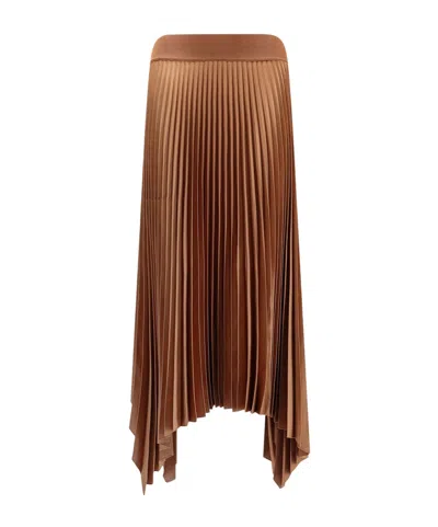 Joseph Pleated Asymmetric Skirt In Brown
