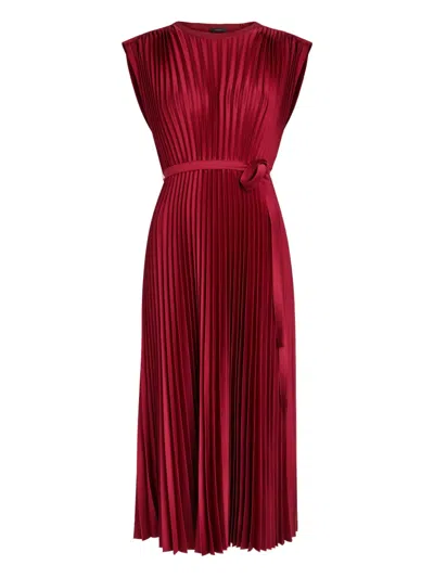 Joseph Volta Sleeveless Pleated Midi Dress In Red