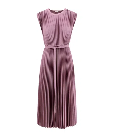 Joseph Pleated Belted Dress In Purple