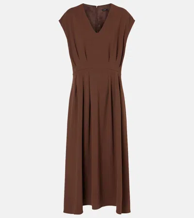 Joseph Pleated Cady Midi Dress In Brown