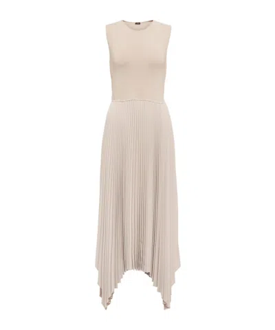Joseph Pleated Crepe Midi Dress In Gray