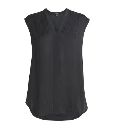 Joseph Pleated Jacquard Lucien Blouse In Black