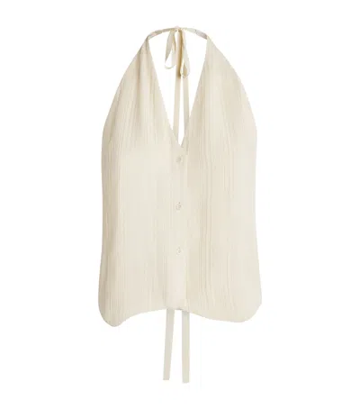 Joseph Pleated Jacquard Suez Waistcoat In White