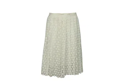 Joseph Pleated Lace Midi Skirt In Cream Cotton In White