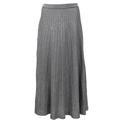 Joseph Pleated Lurex Midi Skirt In Grey Viscose In Gray