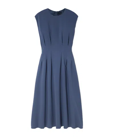 Joseph Delma Pleated Cady Midi Dress In Blue