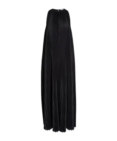 Joseph Pleated Satin Maxi Dress In Black