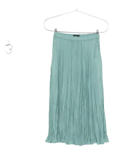 Joseph Pleated Silk Midi Skirt In Blue