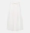 JOSEPH PLISSÉ LINEN AND COTTON-BLEND MIDI SKIRT