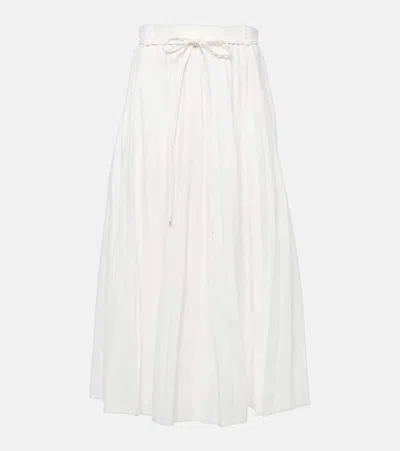 Joseph Plissé Linen And Cotton-blend Midi Skirt In White