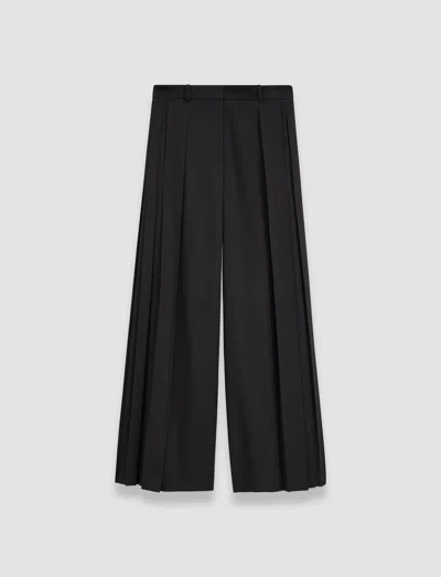 Joseph Womens Black Alana Wide-leg High-rise Wool-blend Trousers