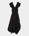 Joseph Plumet Draped Habotai Silk Maxi Dress In Black