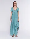 Joseph Plumet Habotai Silk Dress In Blue