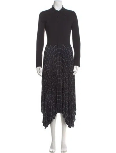 Pre-owned Joseph Printed Long Dress In Black