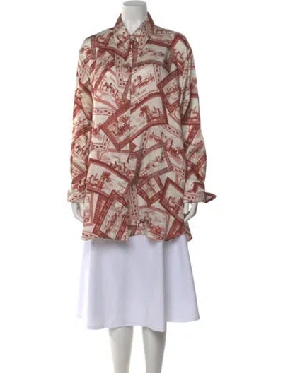 Pre-owned Joseph Printed Long Sleeve Button-up Top In Neutral