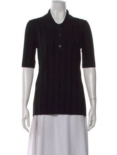 Pre-owned Joseph Printed Tie Neck Sweater In Black