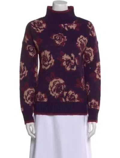 Pre-owned Joseph Printed Turtleneck Sweater In Purple