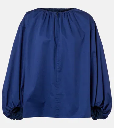 Joseph Puff-sleeve Cotton Blouse In Blue