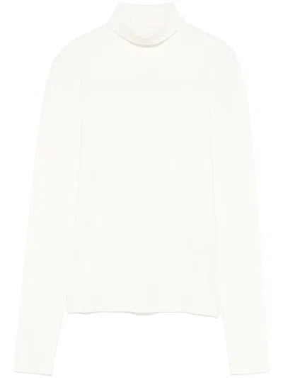 Joseph Pure Silk Roll-neck Sweater With Minimalist Design In White