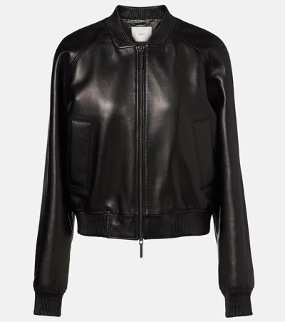 Joseph Quinn Leather Bomber Jacket In Black