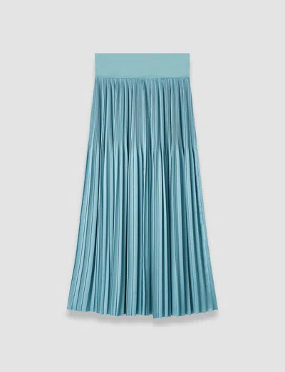 Joseph Rabat Pleated Satin Skirt In Blue