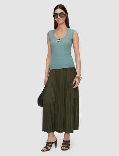 Joseph Rabat Pleated Satin Skirt In Green