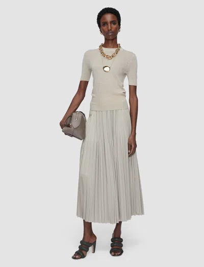 Joseph Rabat Pleated Satin Skirt In White