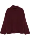 Joseph Relaxed Fit Turtleneck Sweater With Ribbed Texture In Red