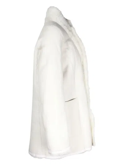 Pre-owned Joseph Reversible Leather Coat In White