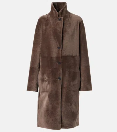Joseph Reversible Shearling And Leather Coat In Brown