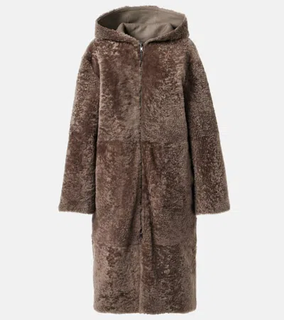 Joseph Reversible Shearling And Leather Hooded Coat In Brown