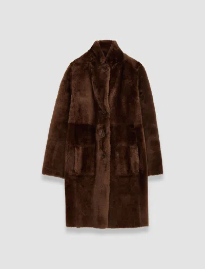 Joseph Reversible Shearling Britanny Coat In Arabica