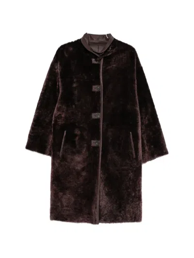 Joseph Reversible Shearling Coat In Brown