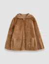 Joseph Reversible Shearling Cosser Coat In Oak