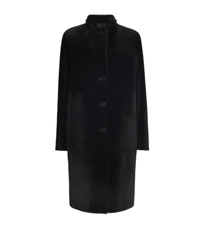 Joseph Reversible Shearling-leather Britanny Coat In Black