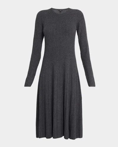Joseph Rib Knit Merino Wool Dress In Gray