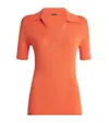 Joseph Rib-knit Polo Top In Orange