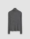 Joseph Ribbed Cable Knit High Neck Jumper In Ivory/black