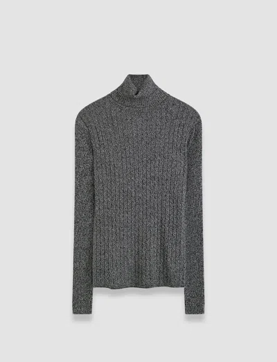 Joseph Ribbed Cable Knit High Neck Jumper In Ivory/black