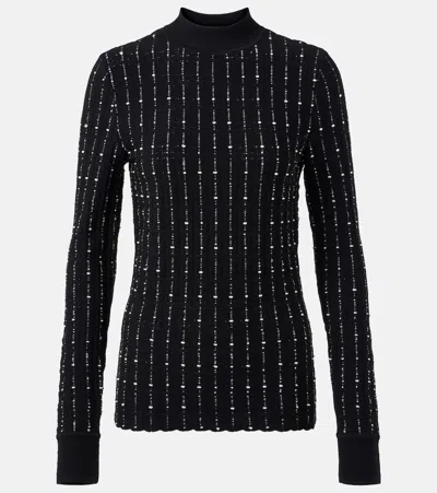 Joseph Ribbed-knit Cotton-blend Mockneck Sweater In Black